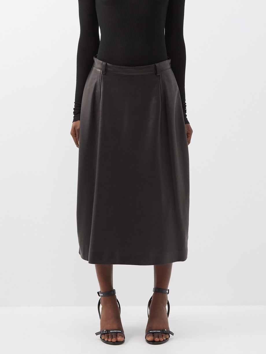 Black Stitched-waist leather skirt | Balenciaga | MATCHESFASHION AU