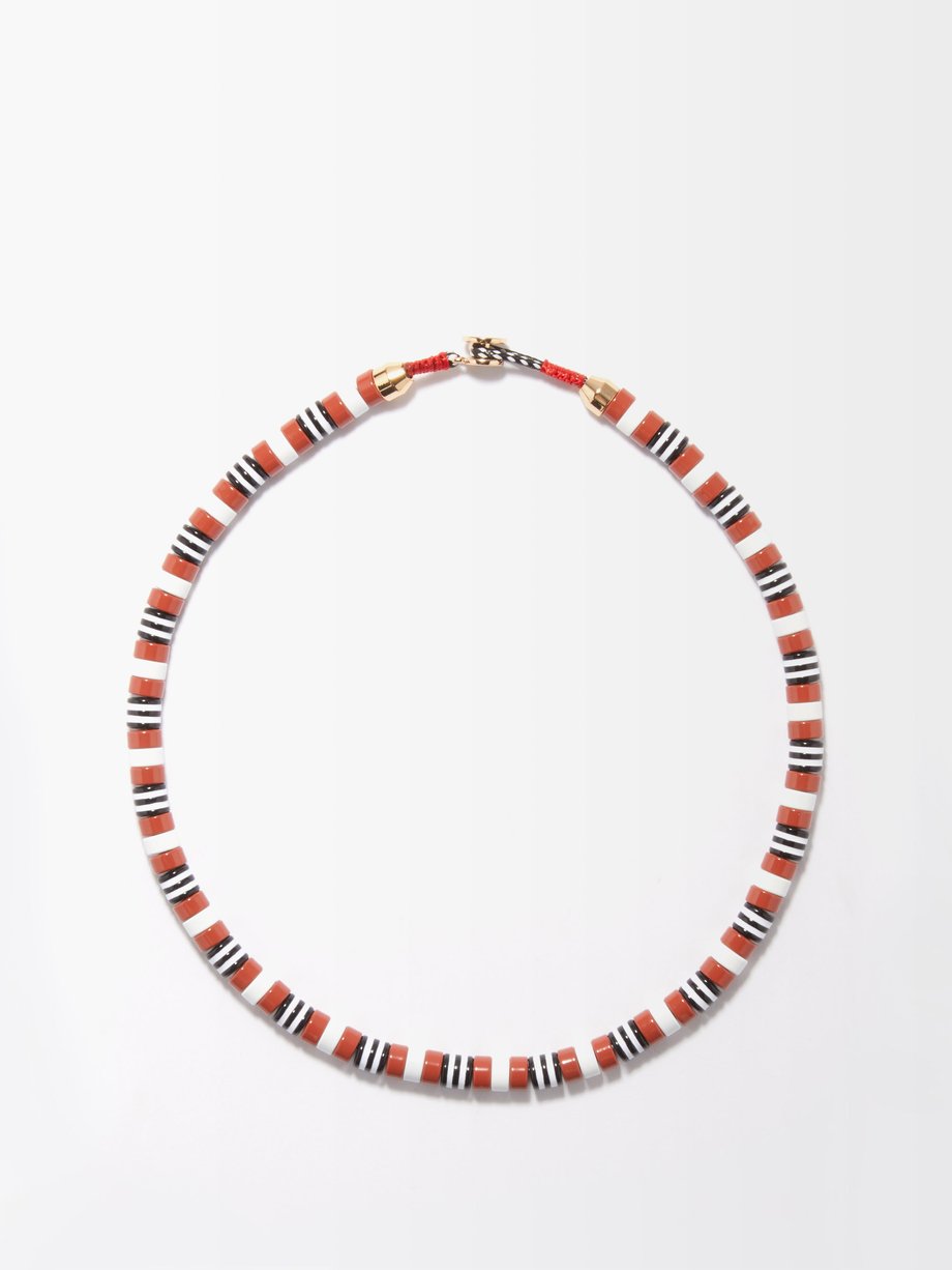 록산느 애슐린 Roxanne Assoulin Red Striped Candy enamel necklace
