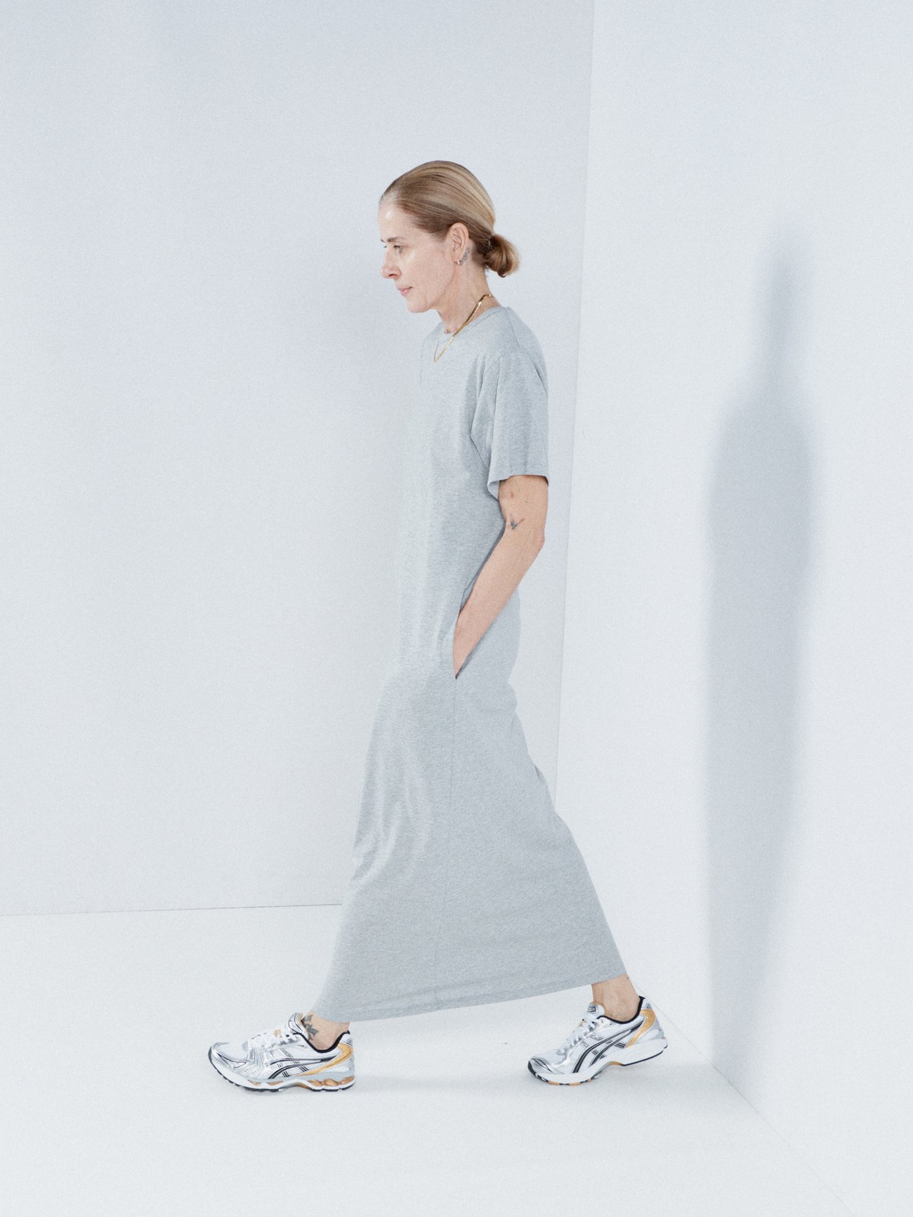 Self-Portrait Grey Marl Jersey Midi Dress