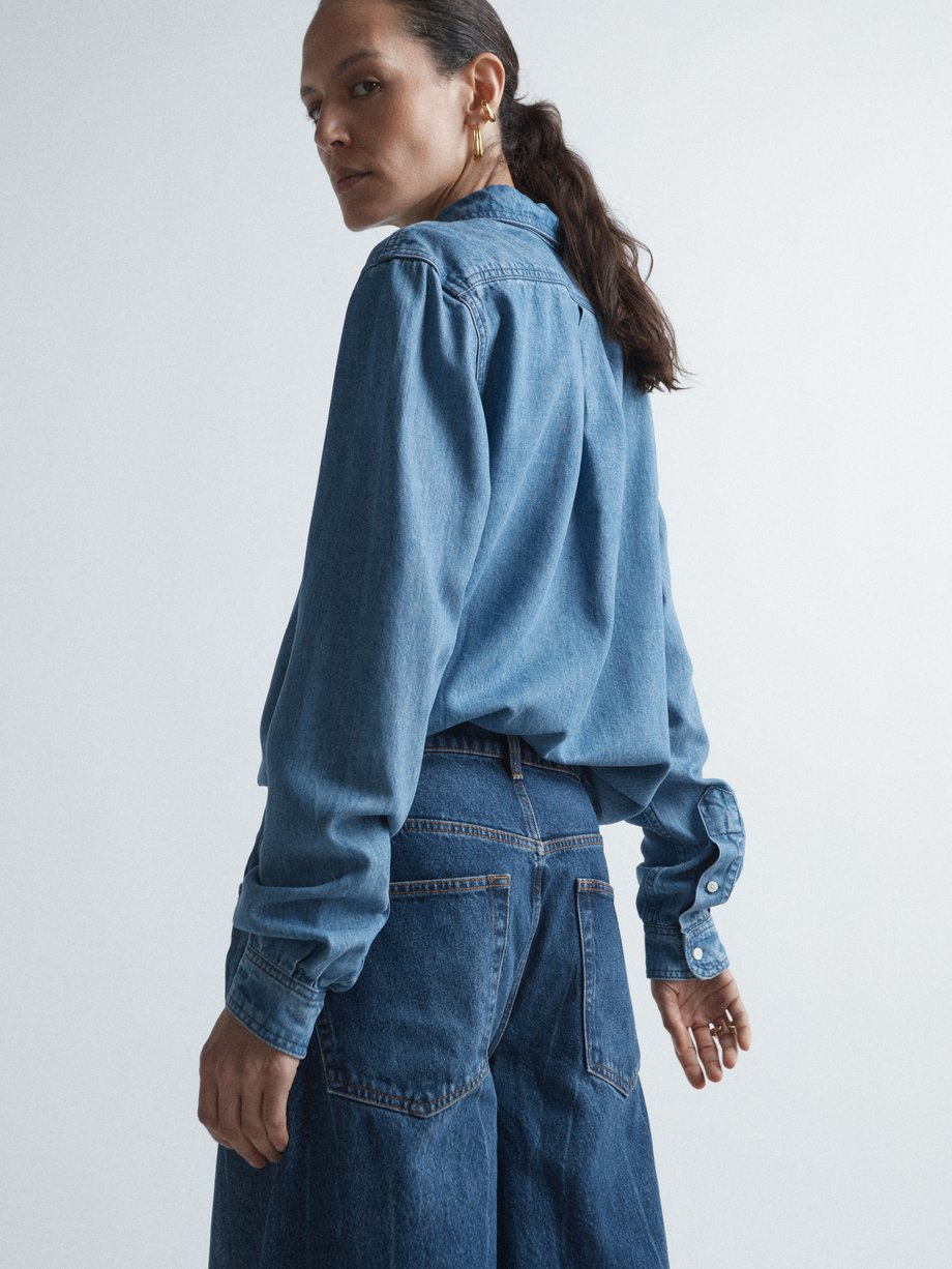 Blue Relaxed-fit lyocell denim shirt, Raey