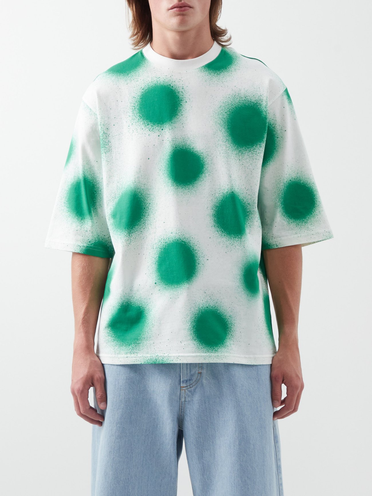 Spray-paint polka-dot cotton-jersey T-shirt video