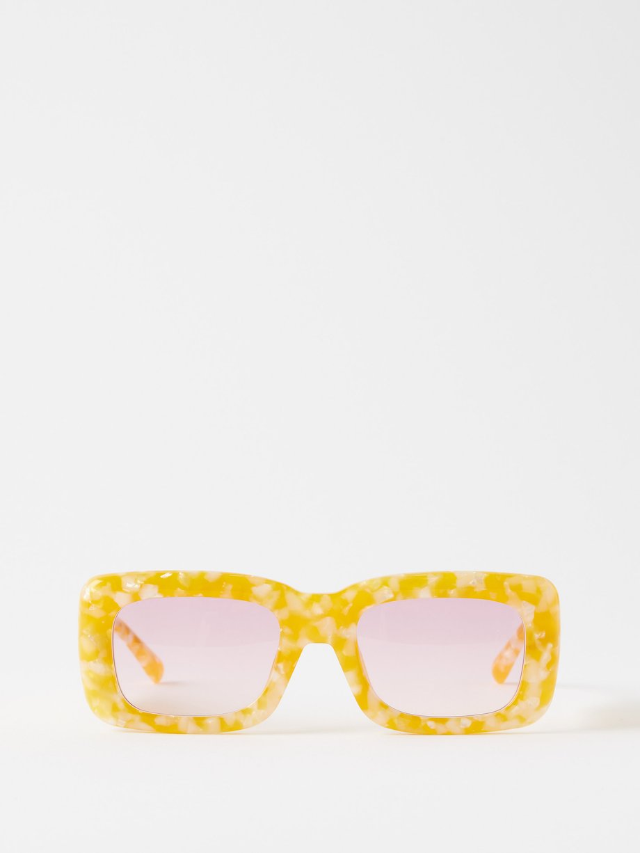 Yellow X Linda Farrow Marfa rectangular sunglasses | The Attico ...