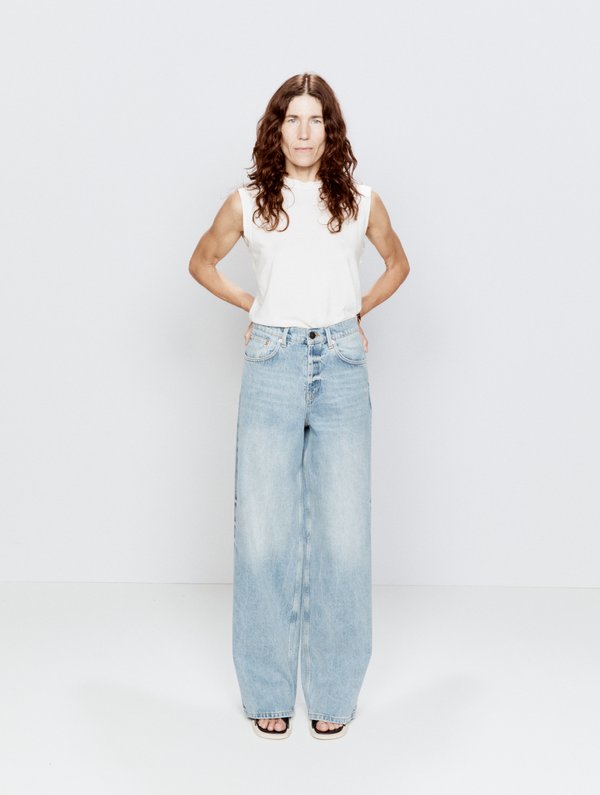 ZARA WOMAN New With Tag HIGH-WAISTED PANTS TROUSERS LIGHT BLUE NEW Size  Large