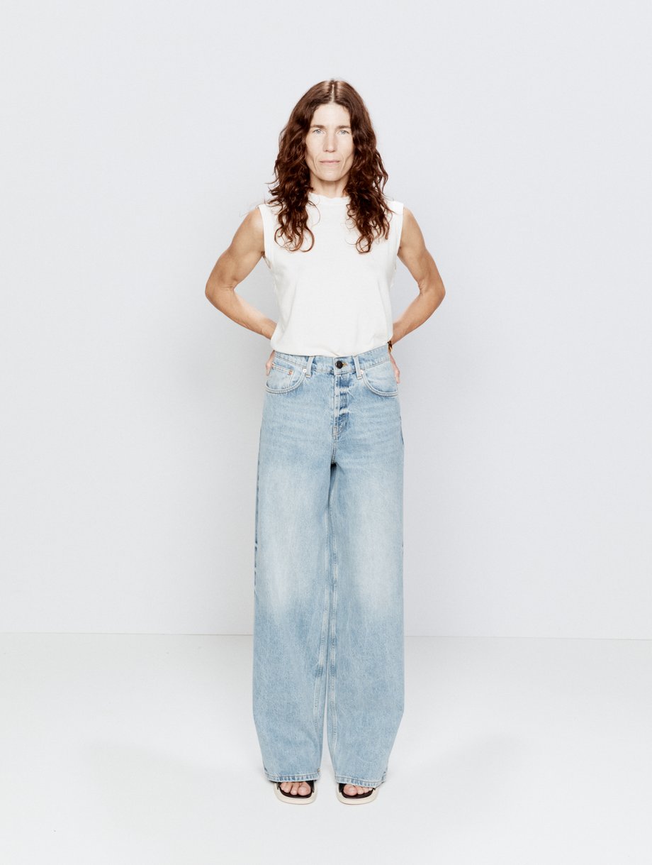 Blue 90s organic-cotton high-waisted wide-leg jeans | Raey