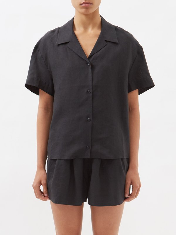 Asceno Prague linen short-sleeved shirt