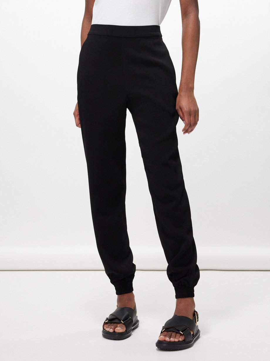 Black Moscow crepe trousers | Asceno | MATCHES UK
