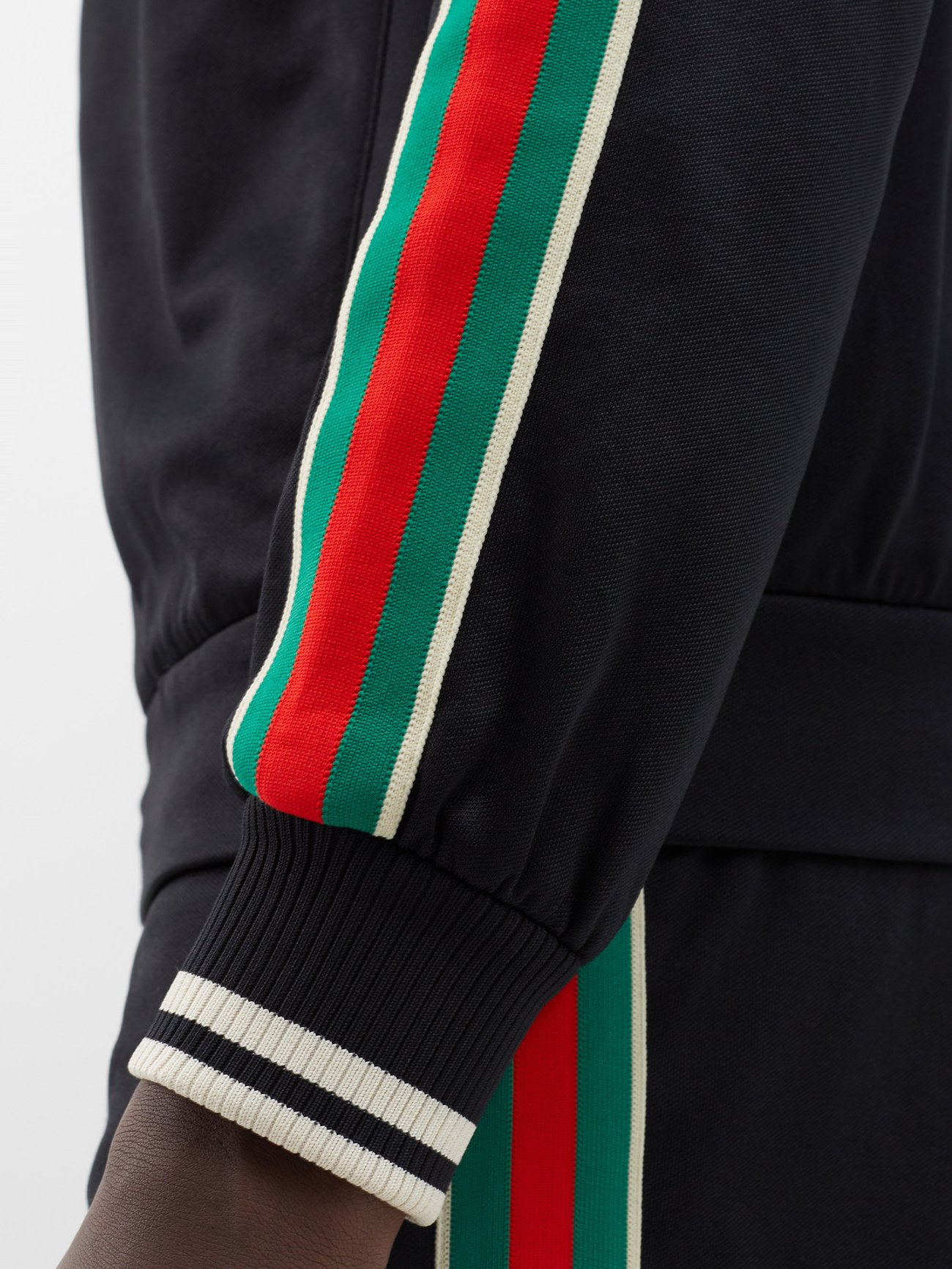 Web Stripe Cotton Track Jacket in Brown - Gucci