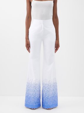 Halpern Sequinned cotton-lawn stovepipe trousers
