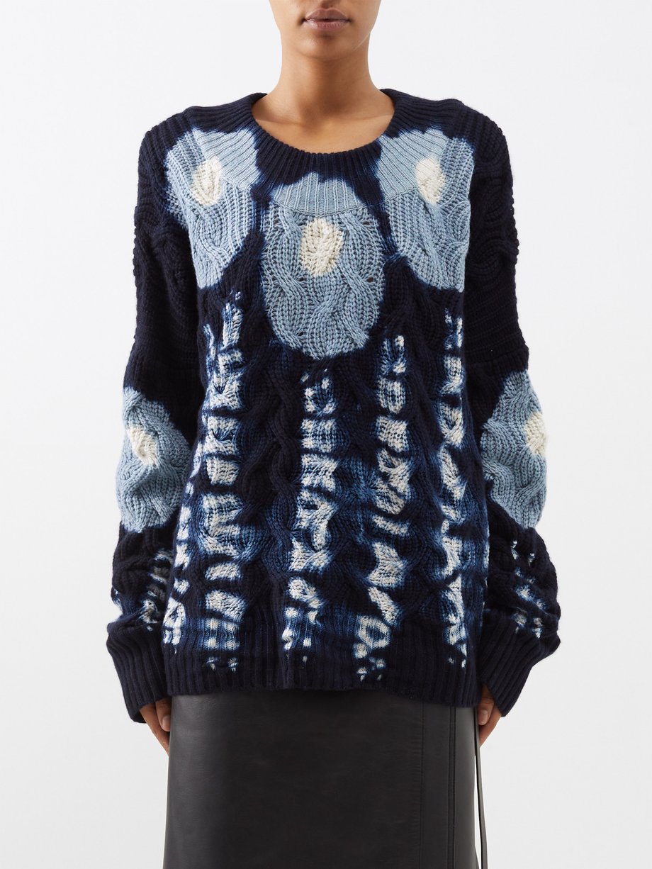 Blue Lagune shibori-dyed cable-knit cashmere sweater | Altuzarra