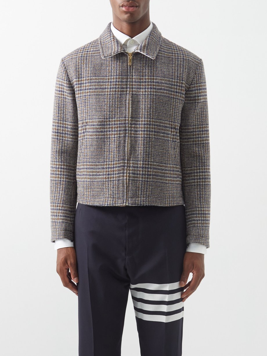 Prince of Wales-check wool golf jacket