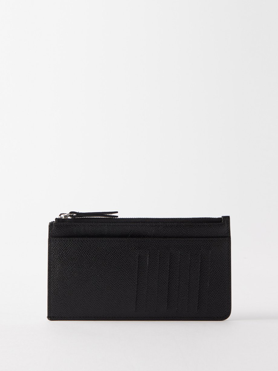 Black Four-stitches grained-leather coin purse | Maison Margiela ...