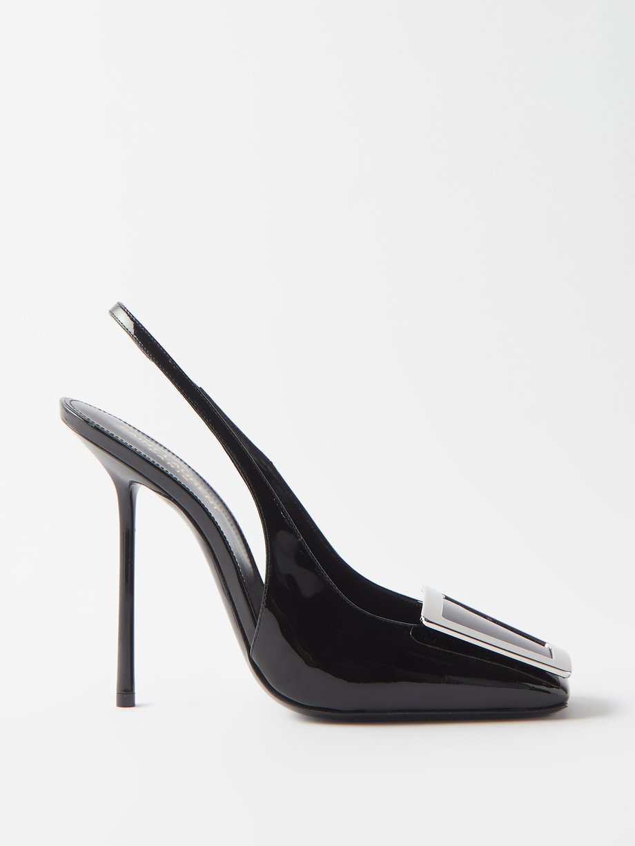 Black Maxine 115 patent-leather slingback pumps | Saint Laurent ...