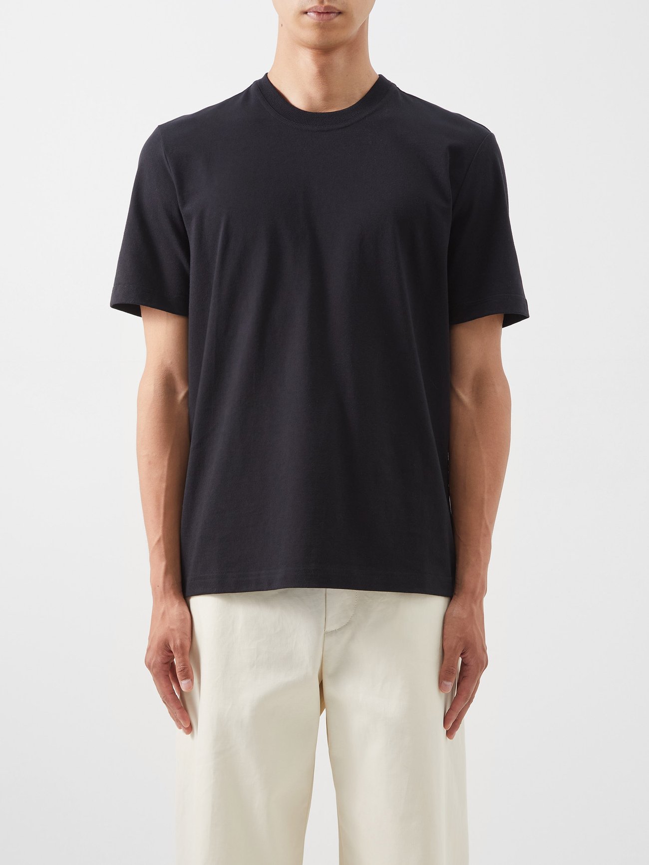 Black Sunrise V-nape cotton-jersey T-shirt | Bottega Veneta ...