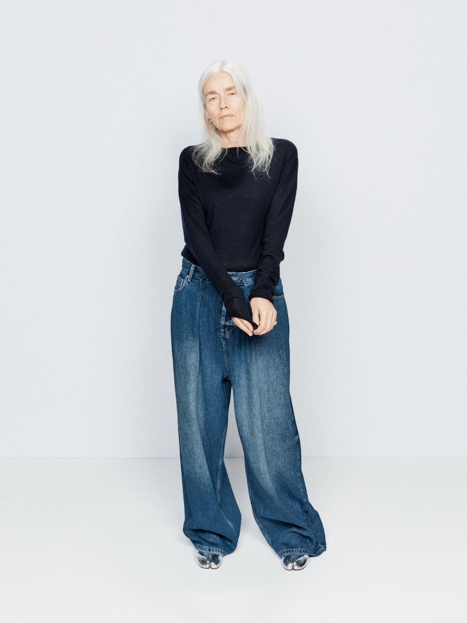 Blue Extra Fold lyocell wide-leg jeans | Raey | MATCHES UK