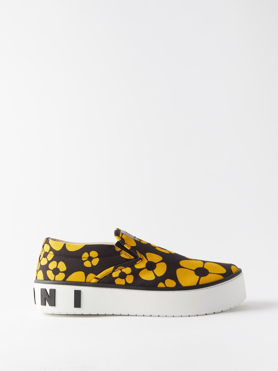Black yellow X Carhartt WIP floral-print slip-on trainers | Marni