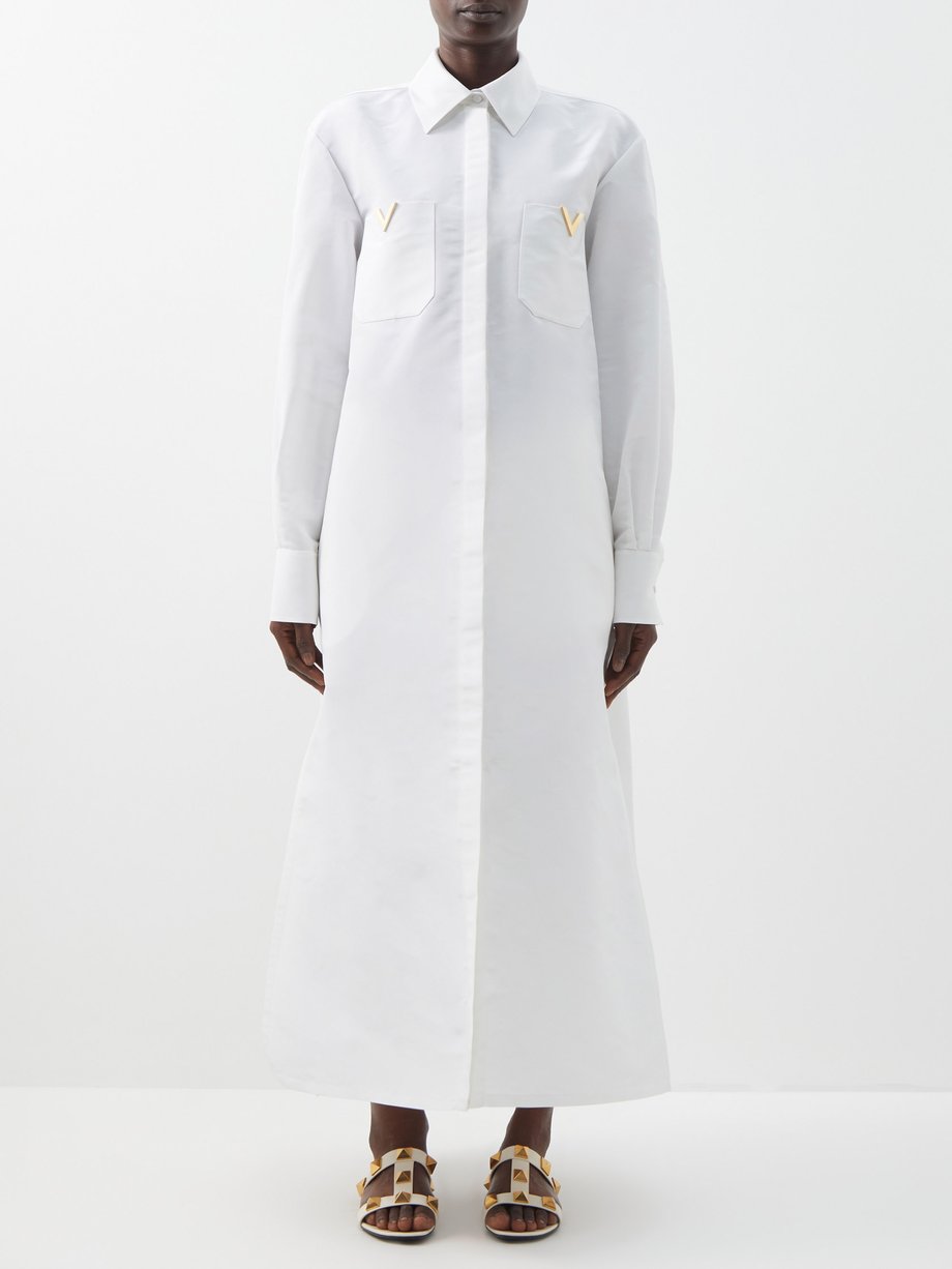 White A-line silk-faille maxi shirt dress Garavani | MATCHESFASHION US