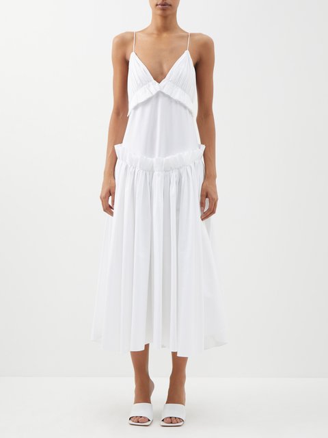Rosaline cotton twill gown in white - Khaite