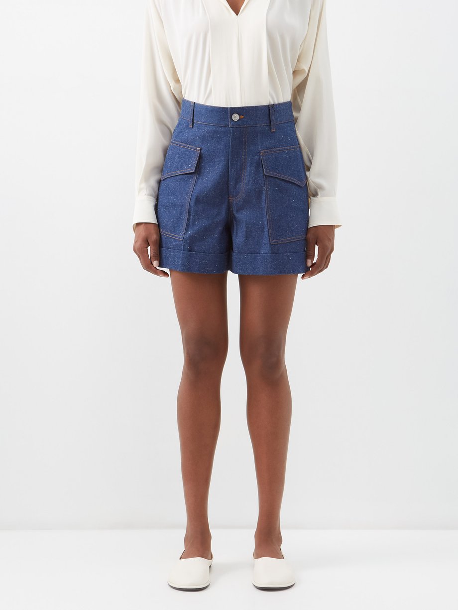 Blue High-waist denim shorts | Victoria Beckham | MATCHESFASHION AU