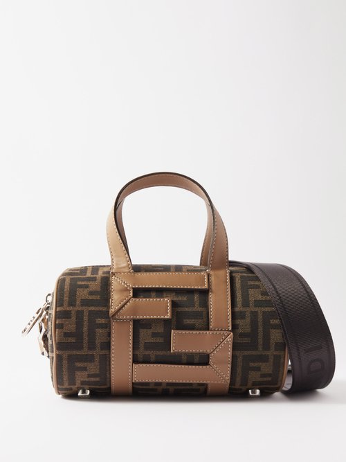 Fendi Mini Baguette Bag In FF Motif Fabric Brown