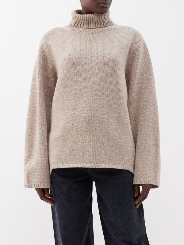 Knit Wool-blend Sweater - Beige melange - Ladies