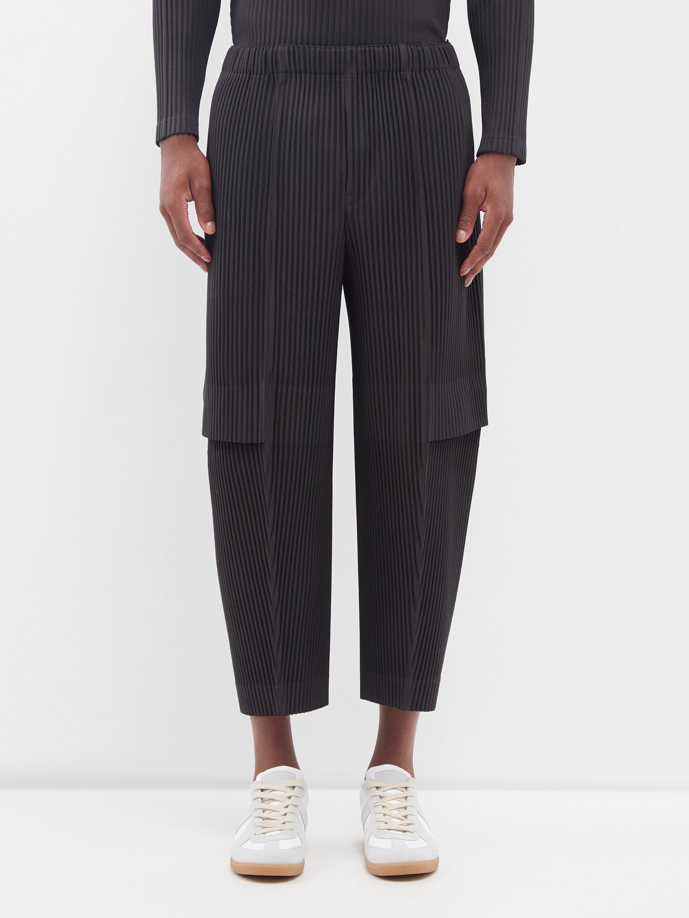 Grey Technical-pleated cargo trousers | Homme Plissé Issey Miyake