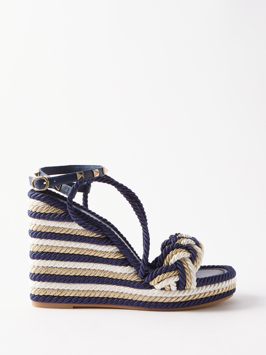 Blue Rockstud Torchon wedge sandals | | MATCHESFASHION US