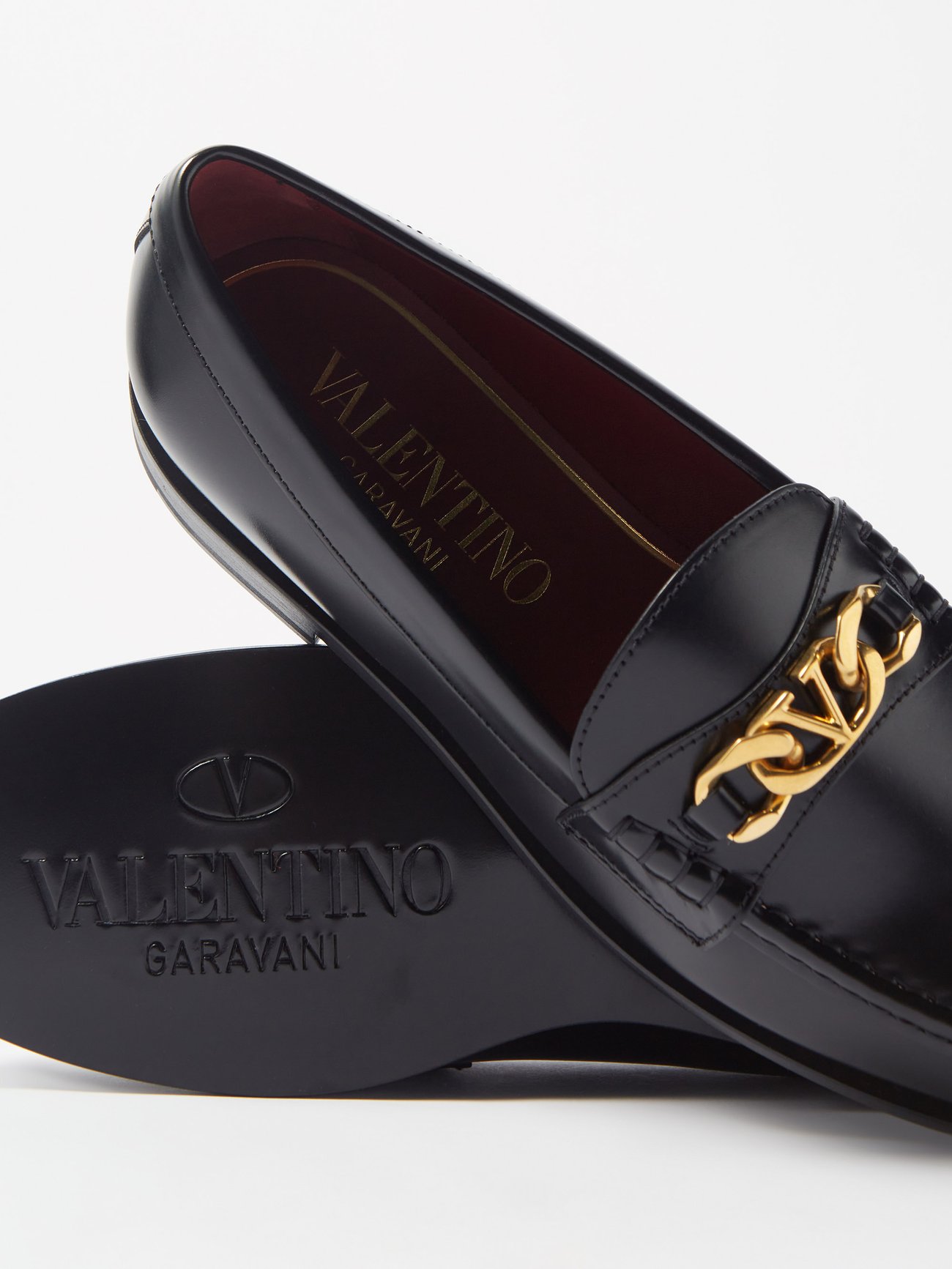 Valentino Black VLogo Chain Loafers –