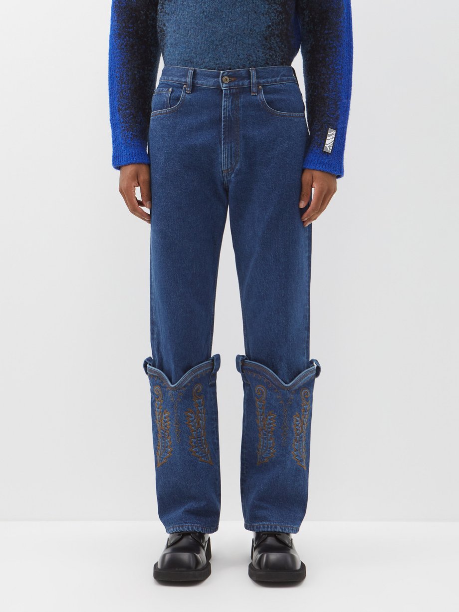 Cowboy-cuff straight-leg organic jeans