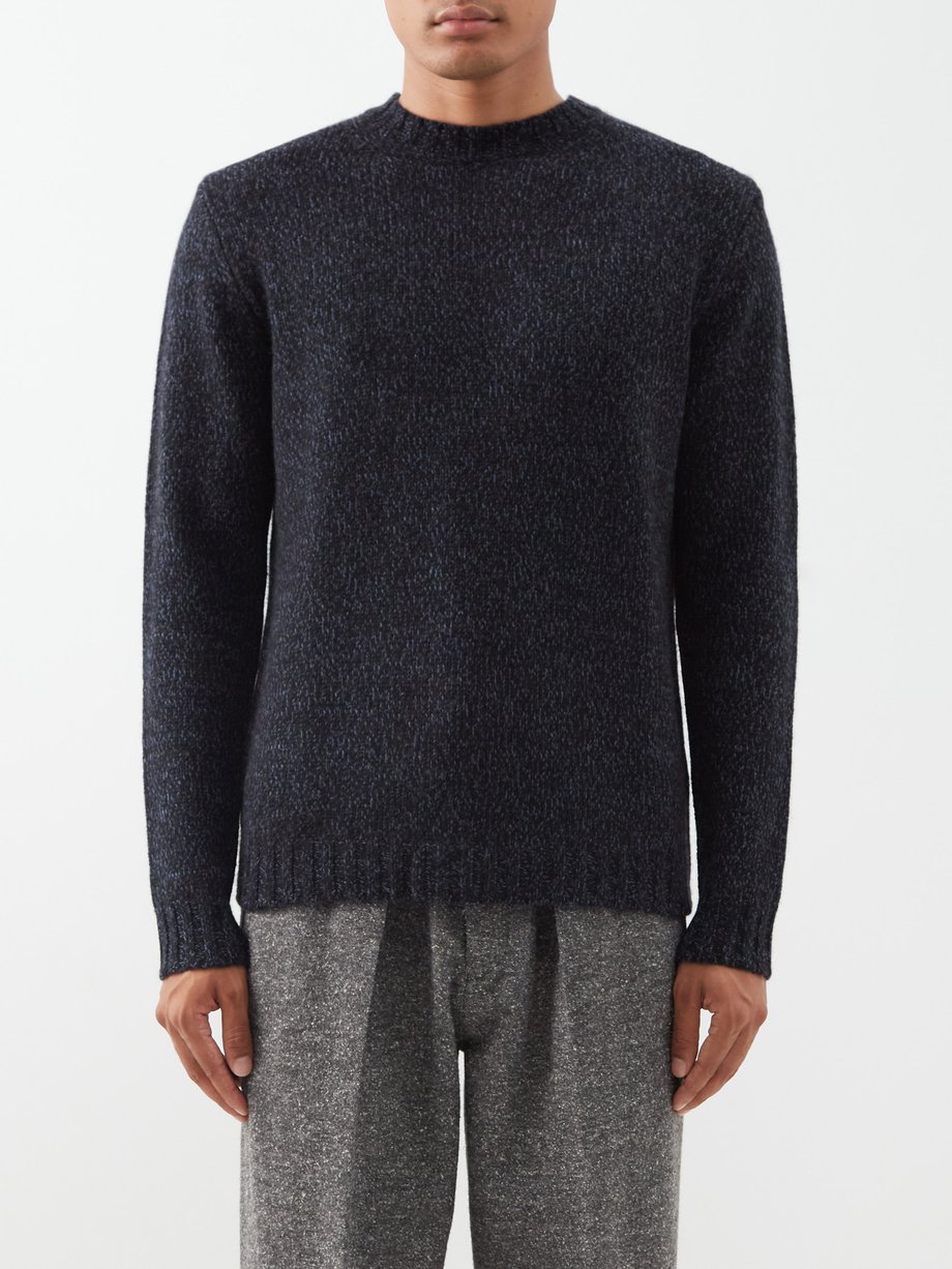 Navy Crew-neck wool-blend sweater | Allude | MATCHESFASHION US