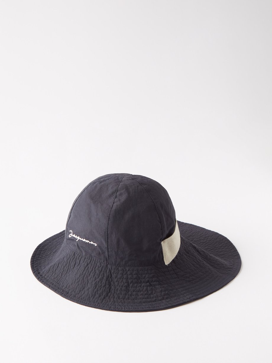 Black Logo-embroidered wide-brim canvas bucket hat | Jacquemus ...