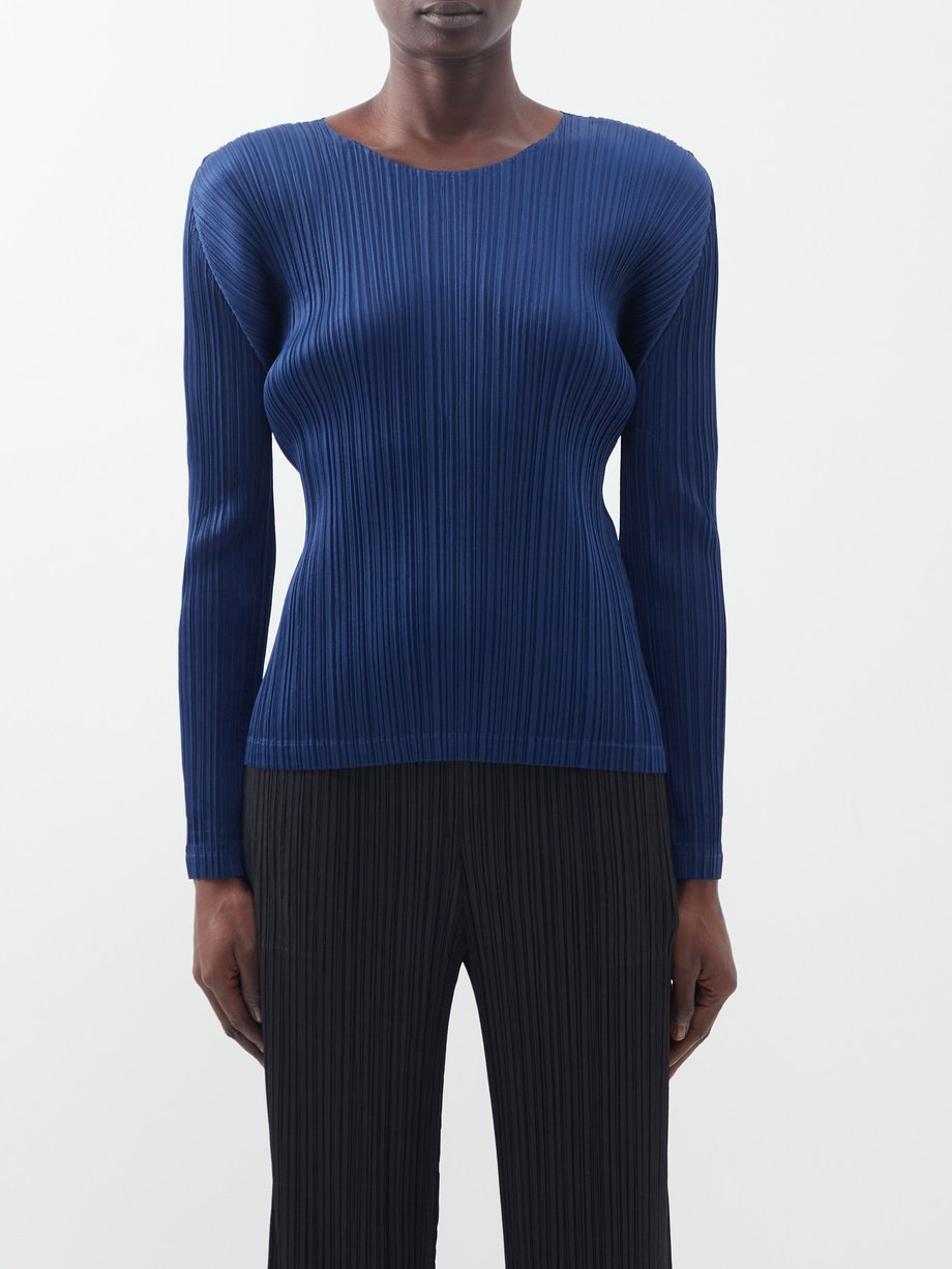 Blue Technical-pleated top | Pleats Please Issey Miyake