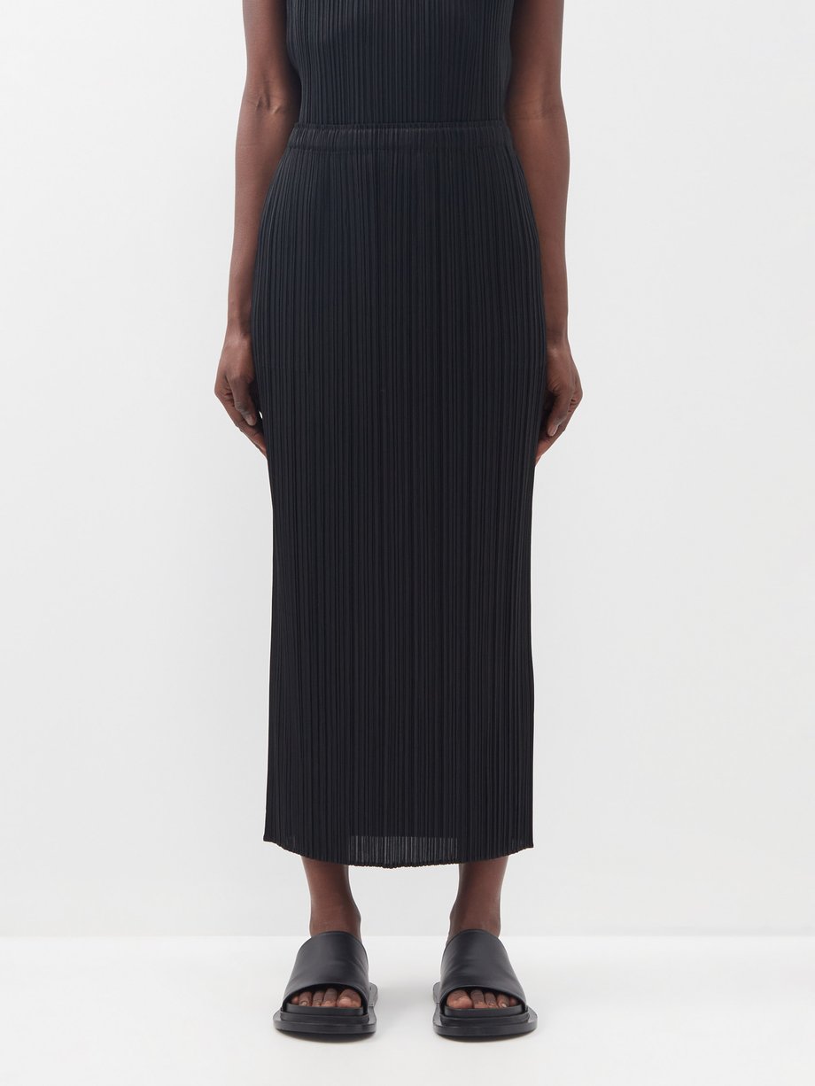 Black Technical-pleated pencil skirt | Pleats Please Issey Miyake ...