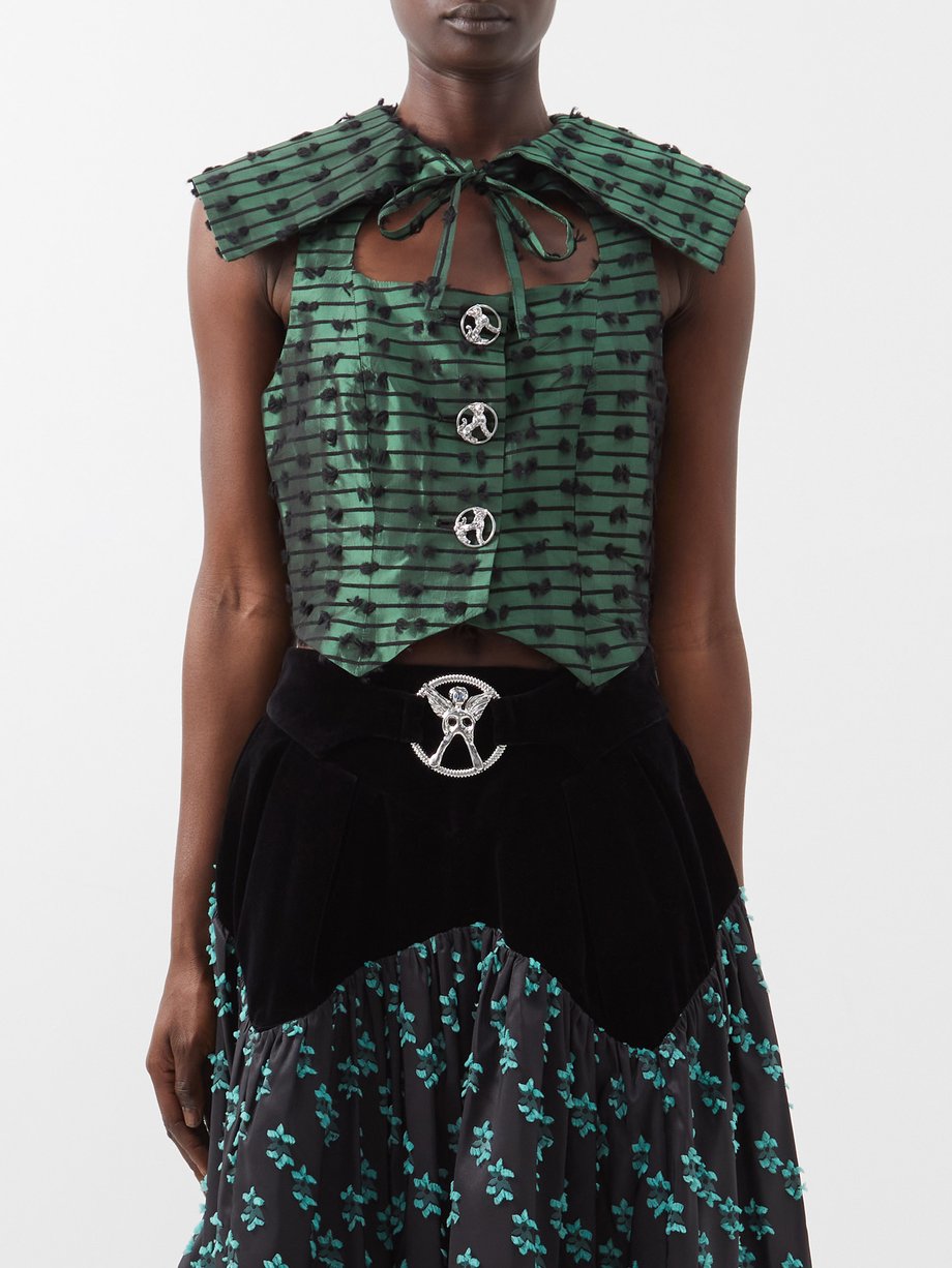 Green Jet layered-collar taffeta top | Chopova Lowena