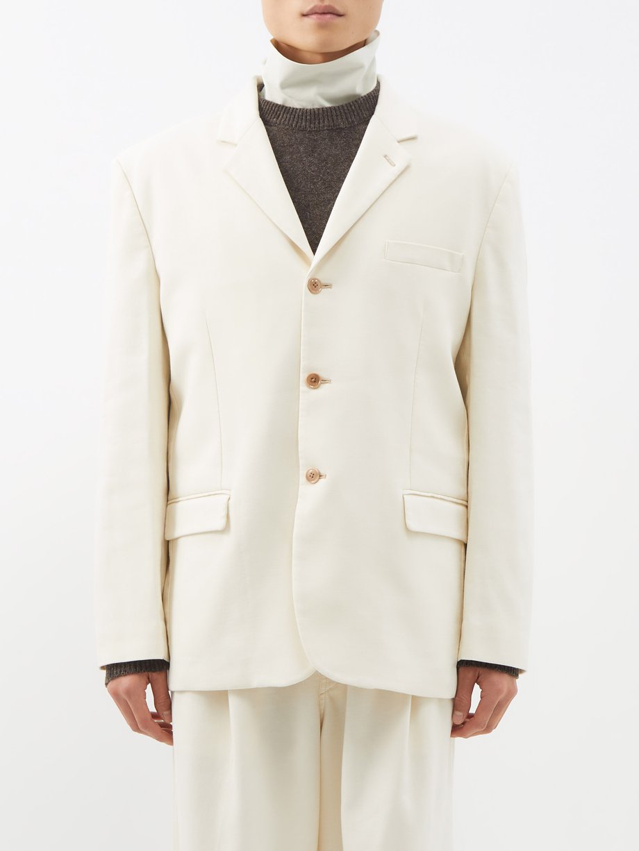 Neutral Single-breasted twill suit jacket | Lemaire | MATCHESFASHION US
