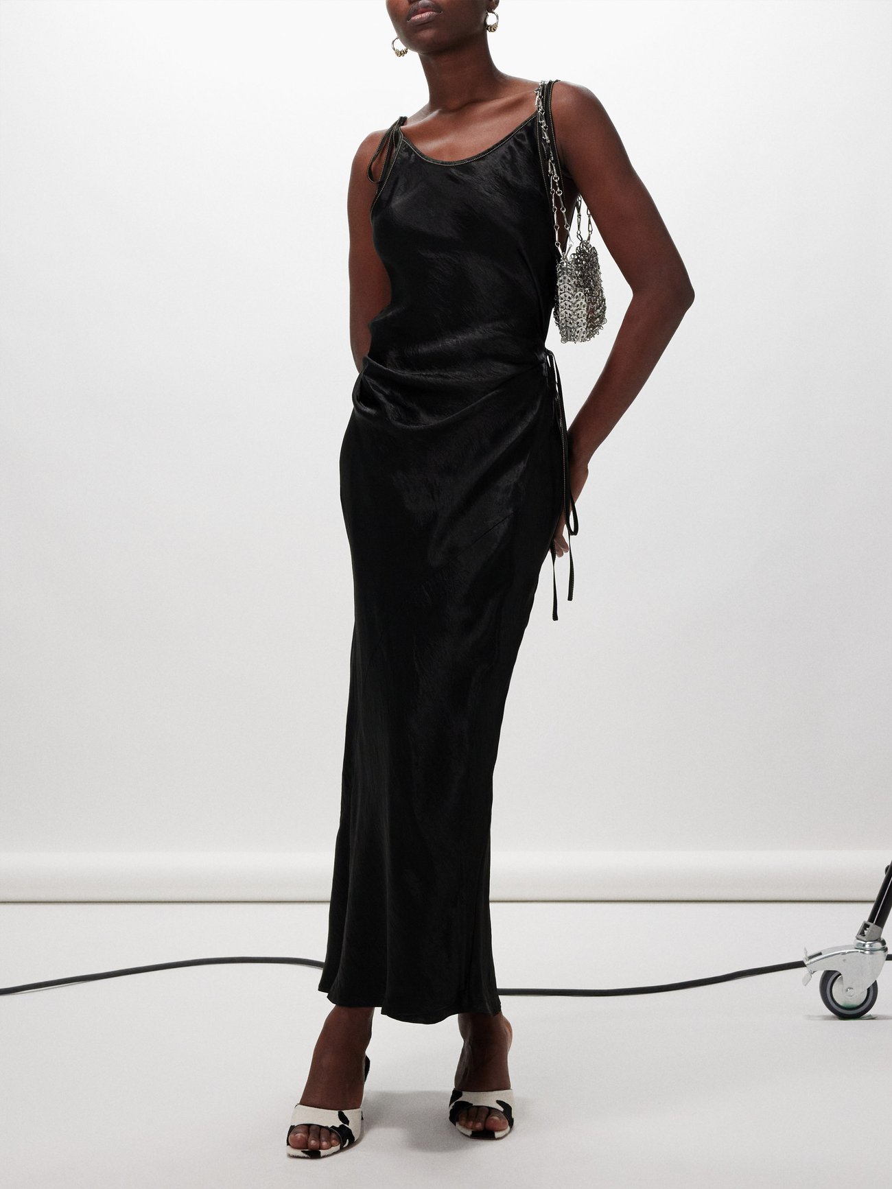Acne Studios Ruffle Strap Dress in Black