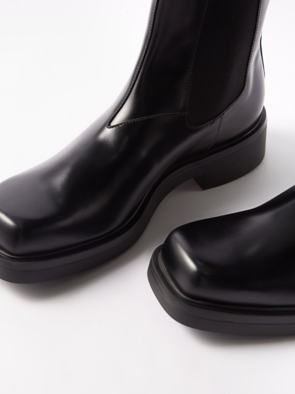 Black Square-toe leather Chelsea boots | Prada | MATCHES UK