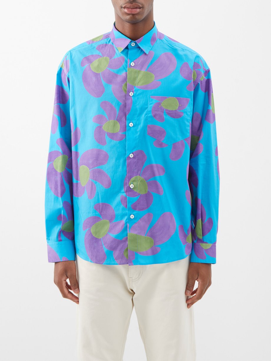 Blue Simon floral-print cotton-poplin shirt | Jacquemus | MATCHESFASHION UK