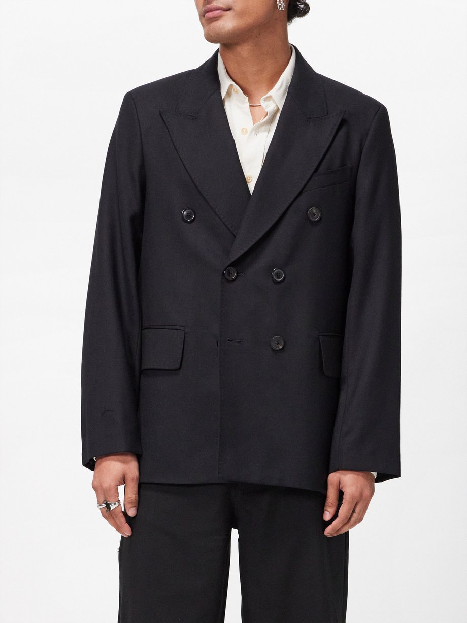 Black Unconstructed double-breasted wool blazer | Our Legacy | MATCHES US