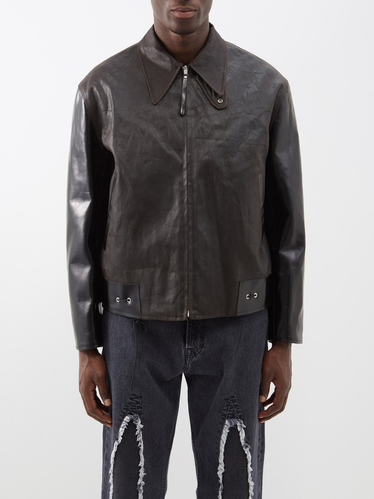 Black Reversible leather and cotton-twill jacket | Our Legacy