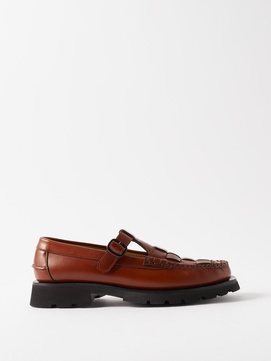 Tan Soller buckled woven-leather loafers | Hereu | MATCHESFASHION US