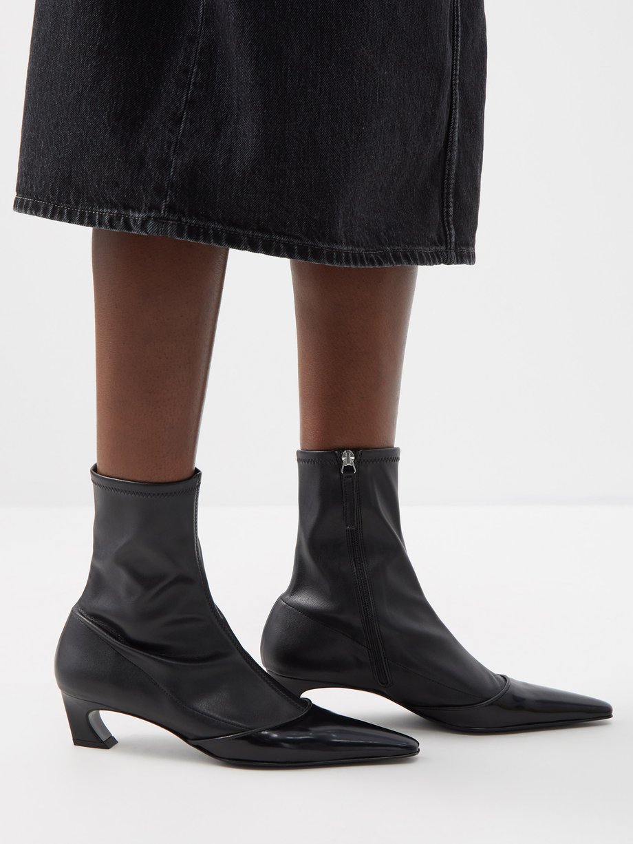 Black Bano faux-leather ankle boots | Acne Studios | MATCHES UK