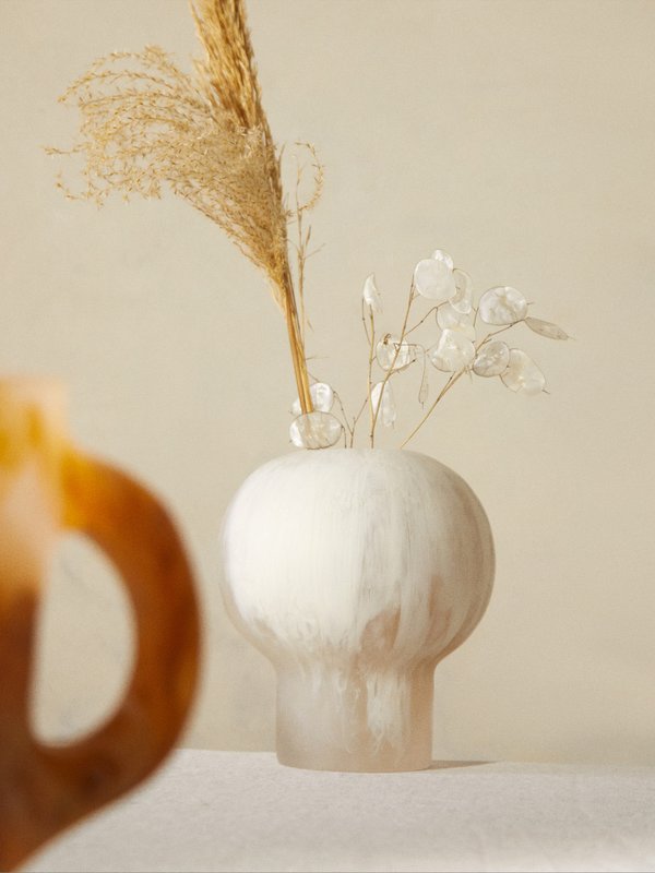 Dinosaur Designs Pearl medium marbled-resin vase