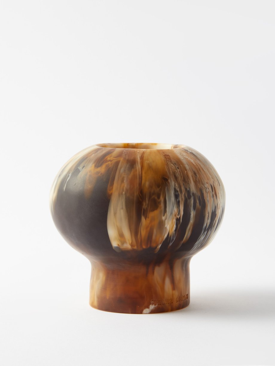 Dinosaur Designs Pearl round marbled-resin vase