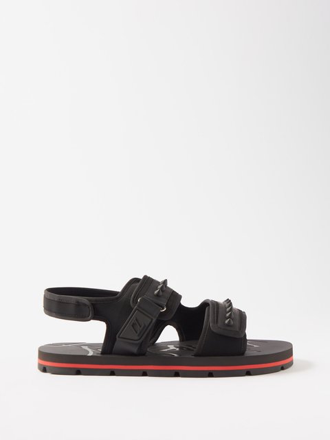 Buy Black Leather Quilted Two Strap Sandals from Next USA