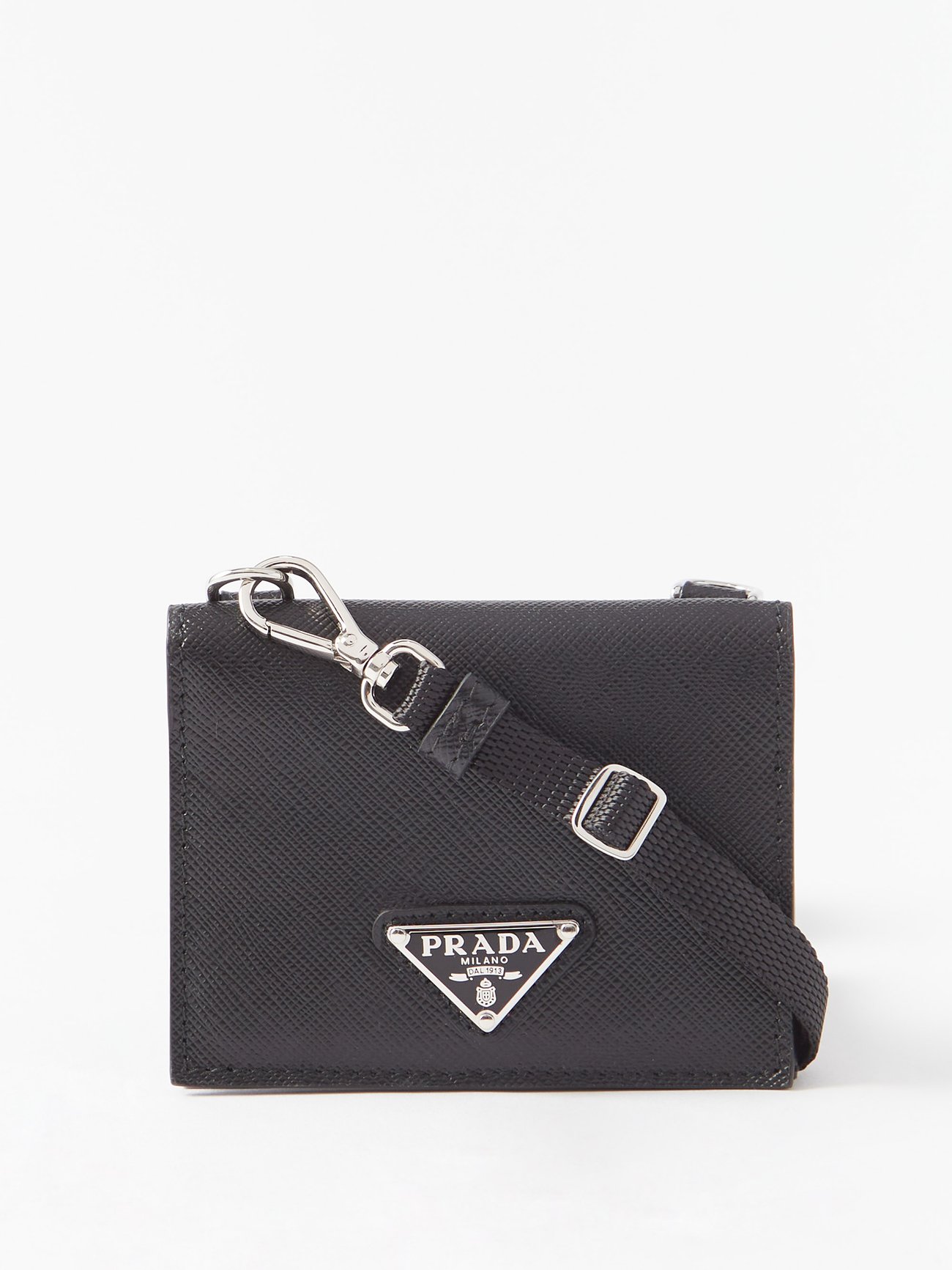 Black Logo-plaque leather cardholder cross-body bag | Prada |  MATCHESFASHION AU