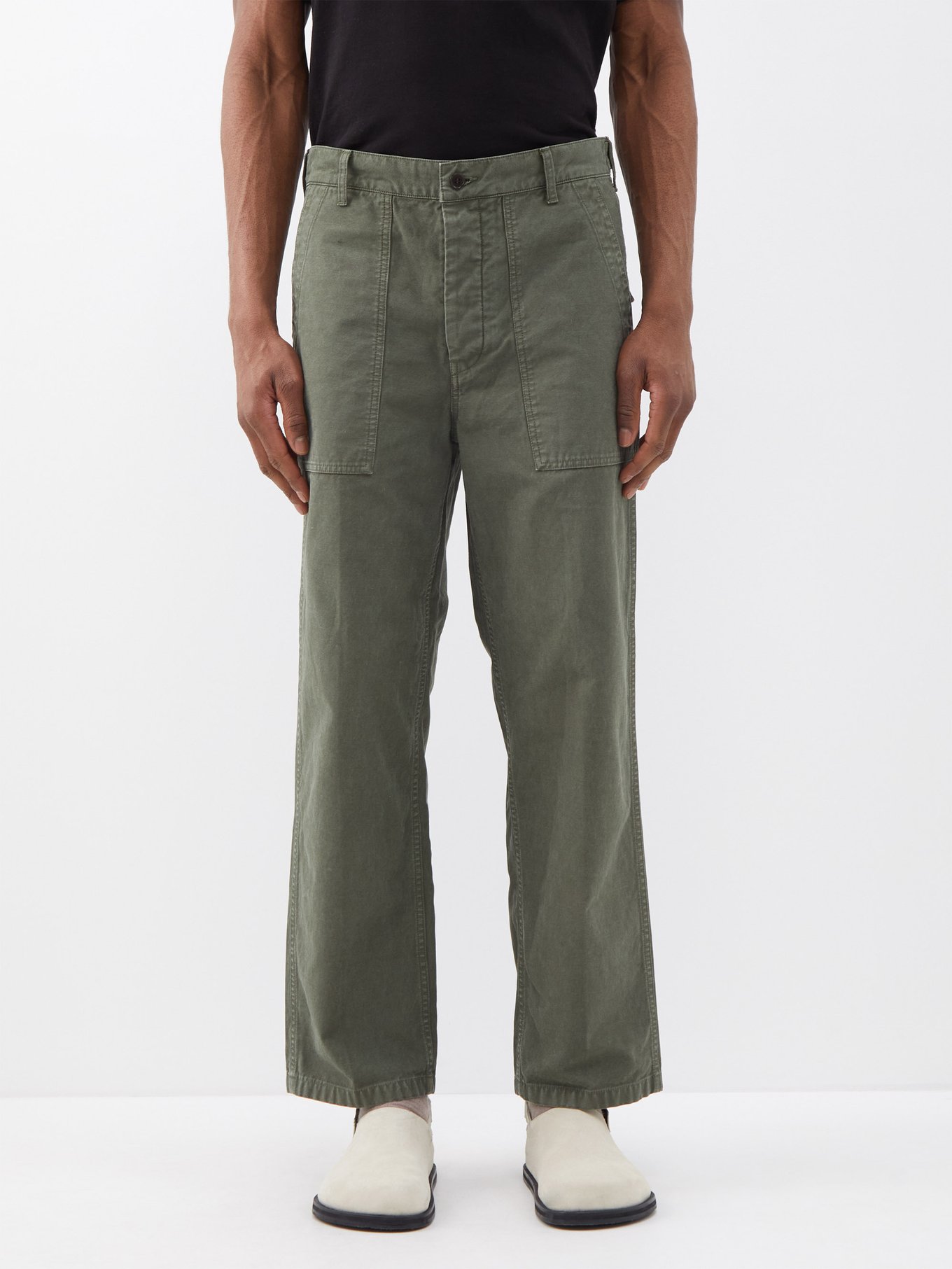 Green Alda garment-dyed cotton-canvas trousers | Visvim