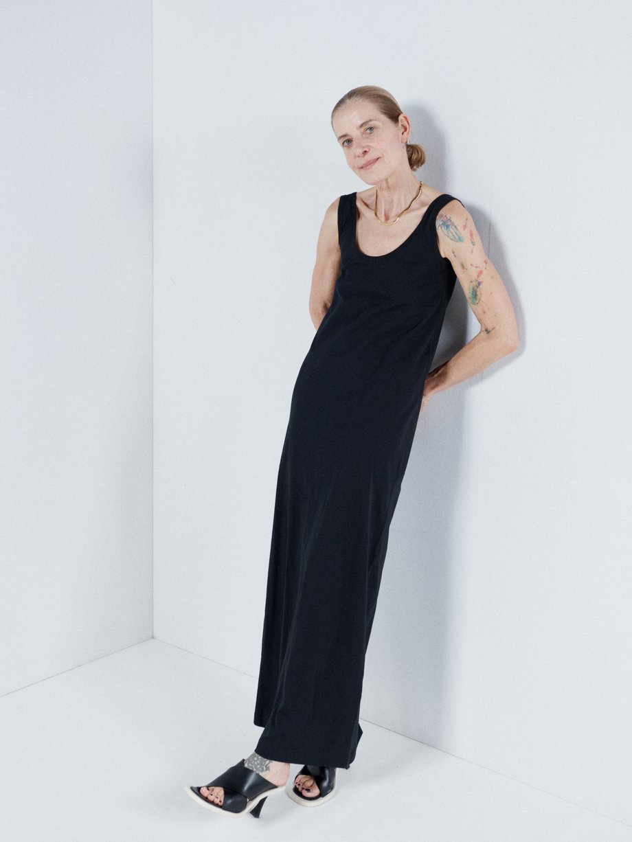 Black Relaxed-fit organic-cotton jersey tank dress | Raey | MATCHES UK
