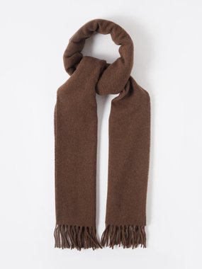 Monogram jacquard wool scarf dark brown – TOTEME