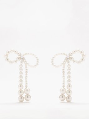 Sophie Bille Brahe Grande Rosette pearl & 14kt gold earrings