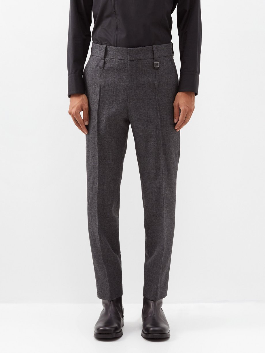 Grey Pleated wool-herringbone suit trousers | Wooyoungmi ...